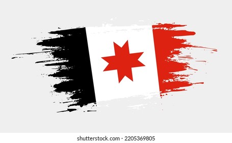 Hand drawn brush stroke flag of Udmurtia. Creative national day hand painted brush illustration on white background