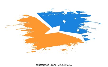 Hand drawn brush stroke flag of Tierra del Fuego Province, Argentina. Creative national day hand painted brush illustration on white background