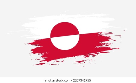 Hand drawn brush stroke flag of Greenland. Creative national day hand painted brush illustration on white background