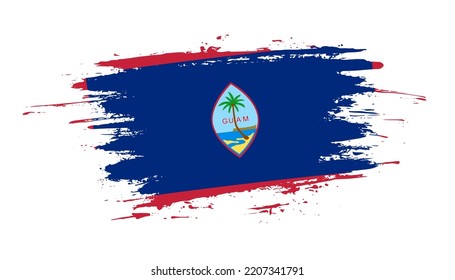 Hand drawn brush stroke flag of Guam. Creative national day hand painted brush illustration on white background