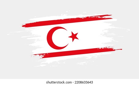 Hand drawn brush stroke flag of Turkish Republic of Northern Cyprus. Creative national day hand painted brush illustration on white background