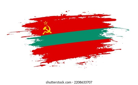 Hand drawn brush stroke flag of Transnistria. Creative national day hand painted brush illustration on white background