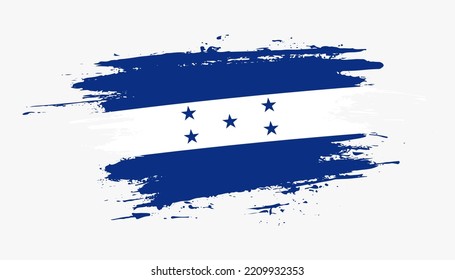 Hand drawn brush stroke flag of Honduras. Creative national day hand painted brush illustration on white background