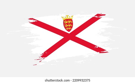 Hand drawn brush stroke flag of Jersey. Creative national day hand painted brush illustration on white background