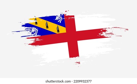 Bandera del trazo del pincel dibujado a mano de Herm. Ilustración creativa de pincel pintado con la mano del día en el fondo blanco