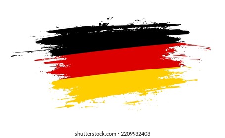 Hand drawn brush stroke flag of Germany. Creative national day hand painted brush illustration on white background