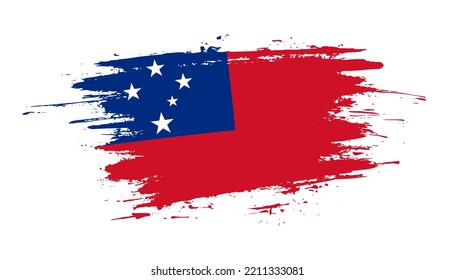Hand drawn brush stroke flag of Samoa. Creative national day hand painted brush illustration on white background