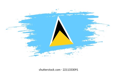 Hand drawn brush stroke flag of Saint Lucia. Creative national day hand painted brush illustration on white background