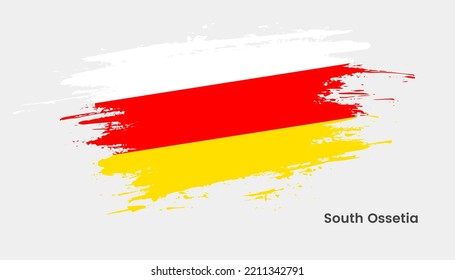 Hand drawn brush stroke flag of South Ossetia. Creative national day hand painted brush illustration on white background