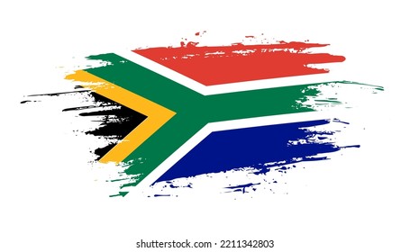 Hand drawn brush stroke flag of South Africa. Creative national day hand painted brush illustration on white background