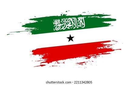 Bandera de trazo de pincel dibujado a mano de Somalilandia. Ilustración creativa de pincel pintado con la mano del día en el fondo blanco