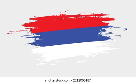 Bandera de pincel dibujado a mano de la República Srpska. Ilustración creativa de pincel pintado con la mano del día en el fondo blanco