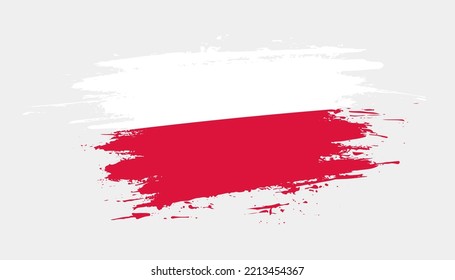 Hand drawn brush stroke flag of Poland. Creative national day hand painted brush illustration on white background