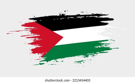 Hand drawn brush stroke flag of Palestine. Creative national day hand painted brush illustration on white background