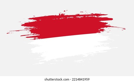 Hand drawn brush stroke flag of Monaco. Creative national day hand painted brush illustration on white background