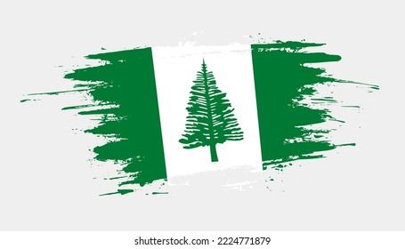 Hand drawn brush stroke flag of Norfolk Island. Creative national day hand painted brush illustration on white background