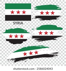 Hand drawn brush stroke flag of Syria. Flag in grunge style.