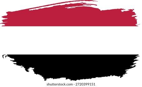 Bandera de trazo de pincel dibujado a mano de la ilustración de Yemen sobre fondo blanco