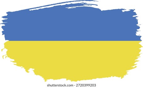 Bandera de trazo de pincel dibujado a mano de Ucrania ilustración sobre fondo blanco