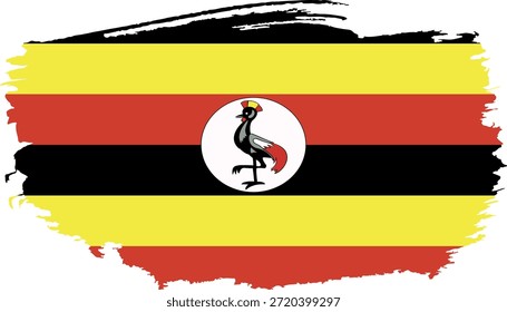 Hand drawn brush stroke flag of Uganda illustration on white background