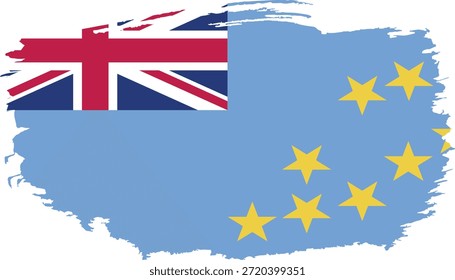 Bandeira de traçado de pincel desenhado à mão da ilustração de Tuvalu no plano de fundo branco