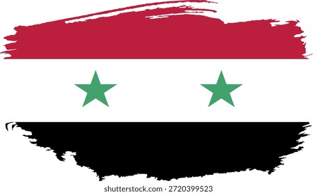 Bandera de trazo de pincel dibujado a mano de la ilustración de Siria sobre fondo blanco