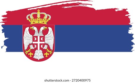 Handgezeichnete Pinselstrich-Flagge von Serbien, Illustration auf weißem Hintergrund