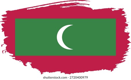 Hand drawn brush stroke flag of Maldives illustration on white background