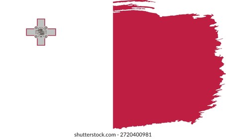 Bandera de trazo de pincel dibujado a mano de Malta ilustración sobre fondo blanco