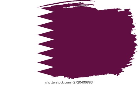 Hand drawn brush stroke flag of Qatar illustration on white background