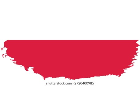 Bandera de trazo de pincel dibujado a mano de Polonia ilustración sobre fondo blanco