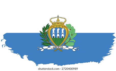 Bandeira de traçado de pincel desenhado à mão da ilustração de San Marino sobre fundo branco