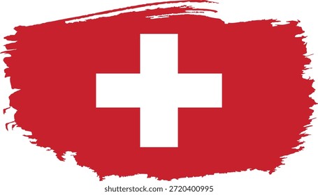 Bandera de trazo de pincel dibujado a mano de Suiza ilustración sobre fondo blanco