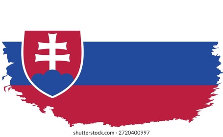 Bandera de trazo de pincel dibujado a mano de Eslovaquia ilustración sobre fondo blanco