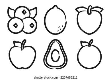 Hand Drawn Brush Stroke Fruit Vectorart