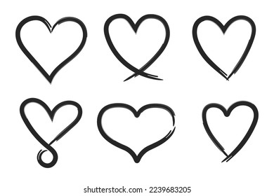 Hand Drawn Brush Stroke Hearts Vectorart