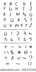 Números de trazos de pincel dibujados a mano, número y signos matemáticos