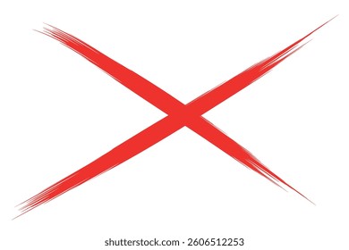 Hand drawn brush stroke red cross shape letter x icon design element