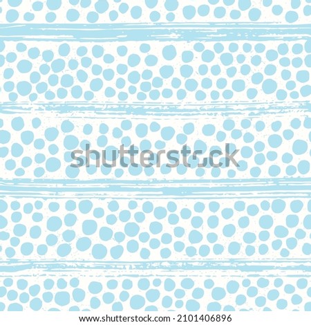 Hand drawn brush stroke and round shapes seamless pattern. Vector illustration.