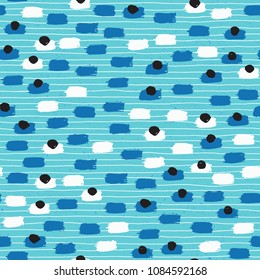 Hand drawn brush stroke seamless pattern. Vector illustration.