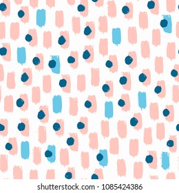 Hand drawn brush stroke seamless pattern. Vector illustration.