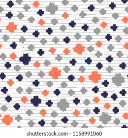 Hand drawn brush stroke seamless pattern. Vector illustration.