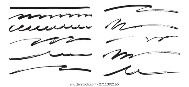 Conjunto de traçados de pincel desenhado à mão, Textura áspera, Estilo analógico