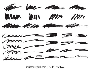 Conjunto de traçados de pincel desenhado à mão, Textura áspera, Estilo analógico