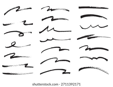 Conjunto de traçados de pincel desenhado à mão, Textura áspera, Estilo analógico