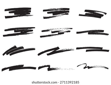 Conjunto de traçados de pincel desenhado à mão, Textura áspera, Estilo analógico