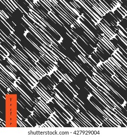 Hand drawn brush strokes diagonal strips seamless pattern.