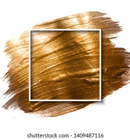 Hand drawn brush strokes and gold frame background. Vector Illustration EPS10