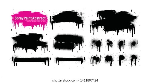 Hand drawn brush strokes isolated on white background. Grunge graphic elements. Dirty texture banners. Ink splatters. Vector illustrations.