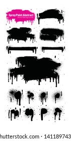 Hand drawn brush strokes isolated on white background. Grunge graphic elements. Dirty texture banners. Ink splatters. Vector illustrations.